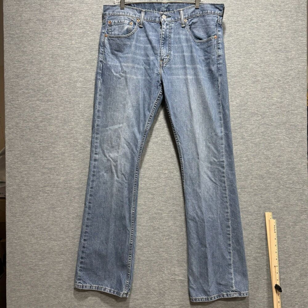 Levis 527 Jeans Mens 36X34 Blue Denim Low Rise Bootcut Light Wash Cowboy Y2K